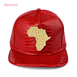 Дуэйн Африканский Географические карты логотип Бейсбол шапка для Для мужчин крокодиловый pu плоские панели хип-хоп Шапки Street Бейсбол Snapback