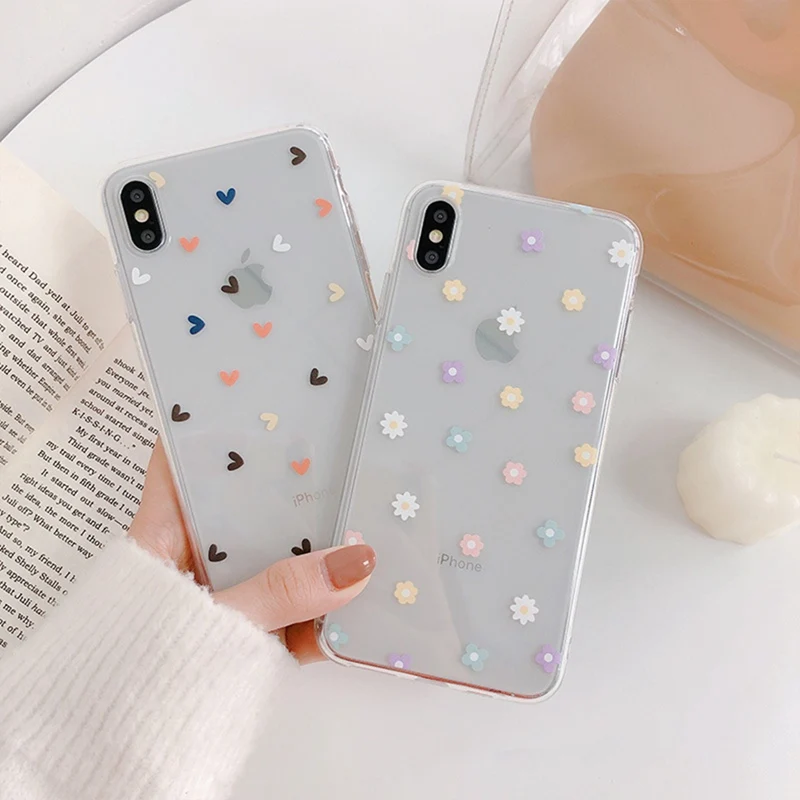 

Transparent Small Floral Phone Case for iphone 6 6s 7 8 Plus All-inclusive Anti-fall Soft Cover XS Max XS XR X