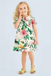 2016 хлопок летнее платье для девочек детская одежда цветочный узор короткие с цветочным принтом folwer американский и европейский стиль
