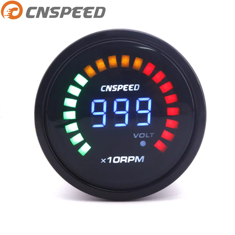 CNSPEED Авто Тахометр 2 &quot52 мм 12 в цифровой курильщик 200 ~ 10000 об/мин светодиодный для