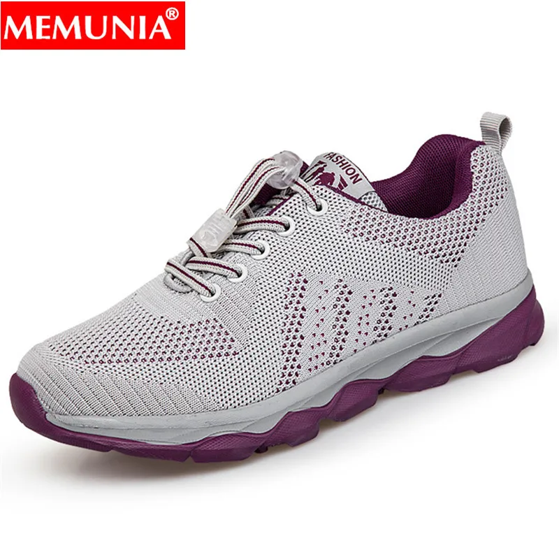 

MEMUNIA 2019 new casual Walking Footwear shoes woman round tos lace up ladies shoes flat with leisure mother`s flats shoes women