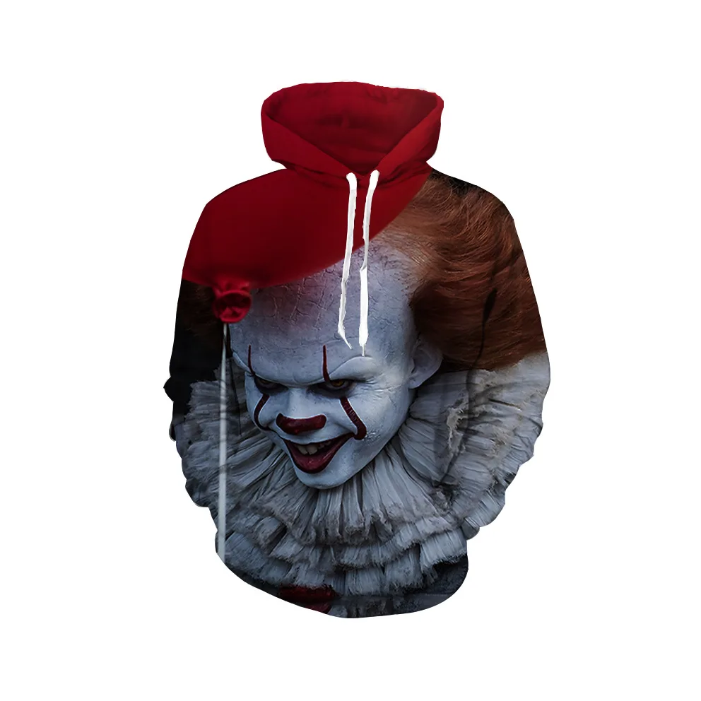 Новый Стивен Кинг это Pennywise толстовки с капюшонами с изображением клоунов Хэллоуин Косплэй костюм Объёмный рисунок (3D-принт) фильм ужасов