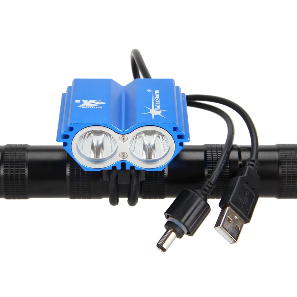 Cheap Waterproof Cycling Lamp 6000LM 2x XM-L T6 LED Bicycle Lights Dual Port  Head Front Bike Headlamp USB Port Torch No Battery 3