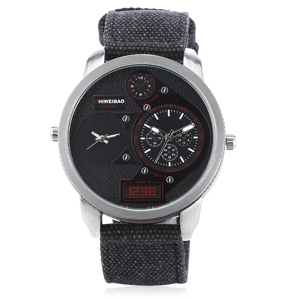 cool big case watches for men dual time zones quartz military watch sports watch drop shipping (6)