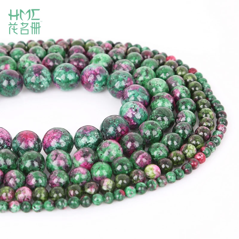 

New Fashion Natural Color Red Green Round Shape Stone Beads For Bracelet Necklace Jewelry bangle DIY Making 4/6/8/10/12mm