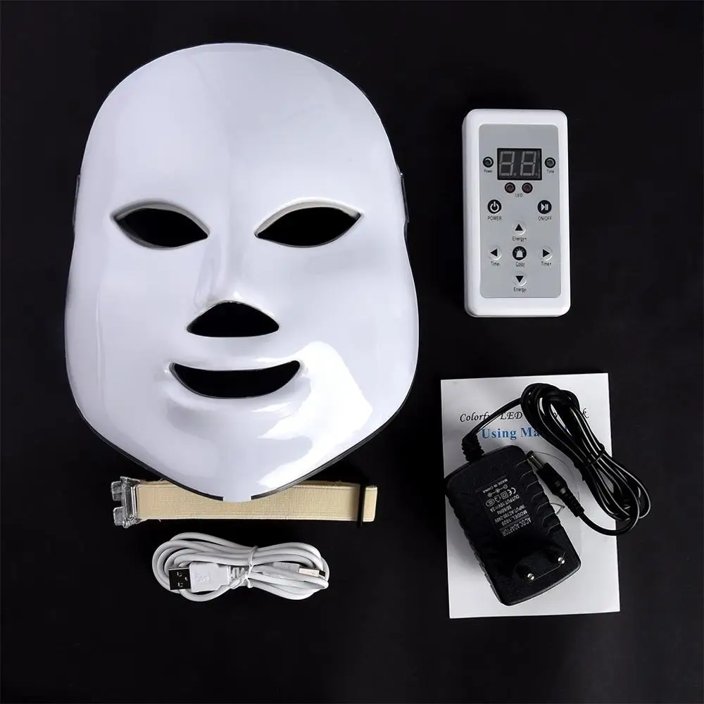 

Photon LED Facial Mask Therapy 7 colors Light Skin Care Rejuvenation Wrinkle Acne Removal Face