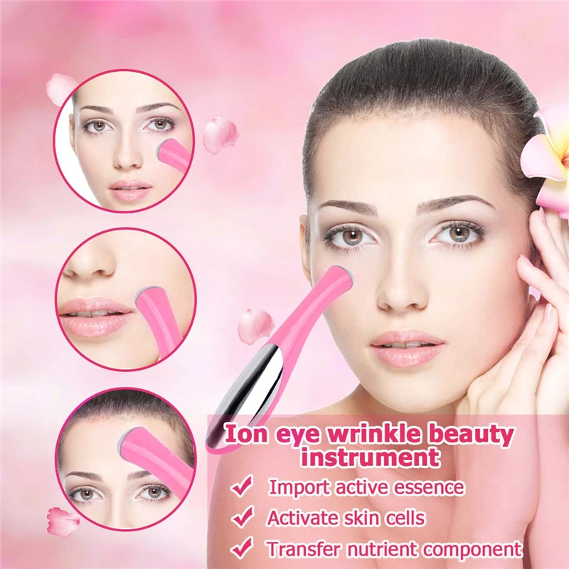 

Anti-aging Wand, Vibration Eye Massager, Wrinkle Remover for Dark Circles and Puffiness (Pink)