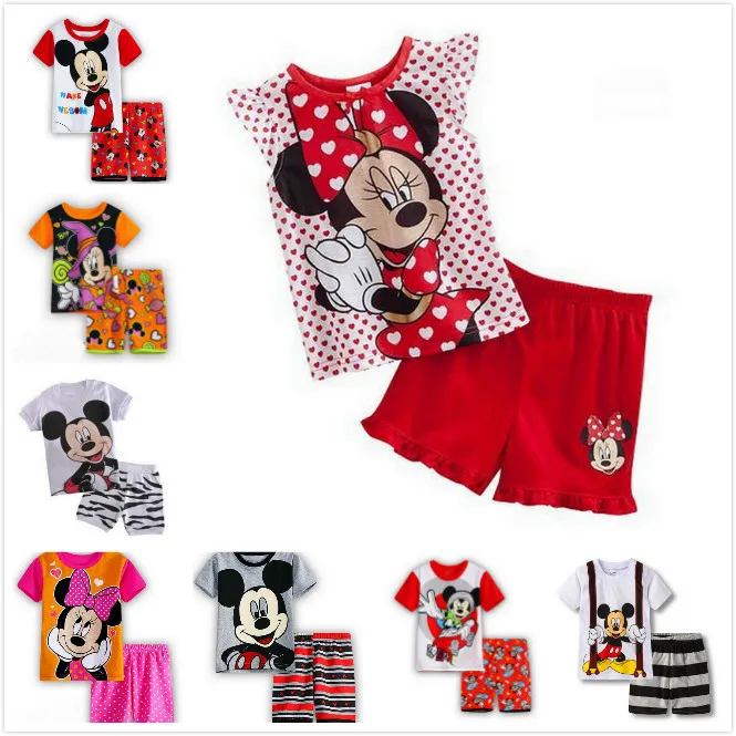 % A-604 2 uds chico s conjunto de Pijamas de bebé niño chico niño niñas Pijamas de algodón de manga corta conjunto Tops pantalones ropa de dormir ropa interior