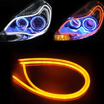 

Tonewan new Angel Eye 2x Daytime Running Light Tube Guide Soft and Flexible Car LED Strip DRL and turn signal lights 055