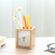 JIANWU Succulent plants Wooden pen container Multifunctional photo frame pen insertion kawaii