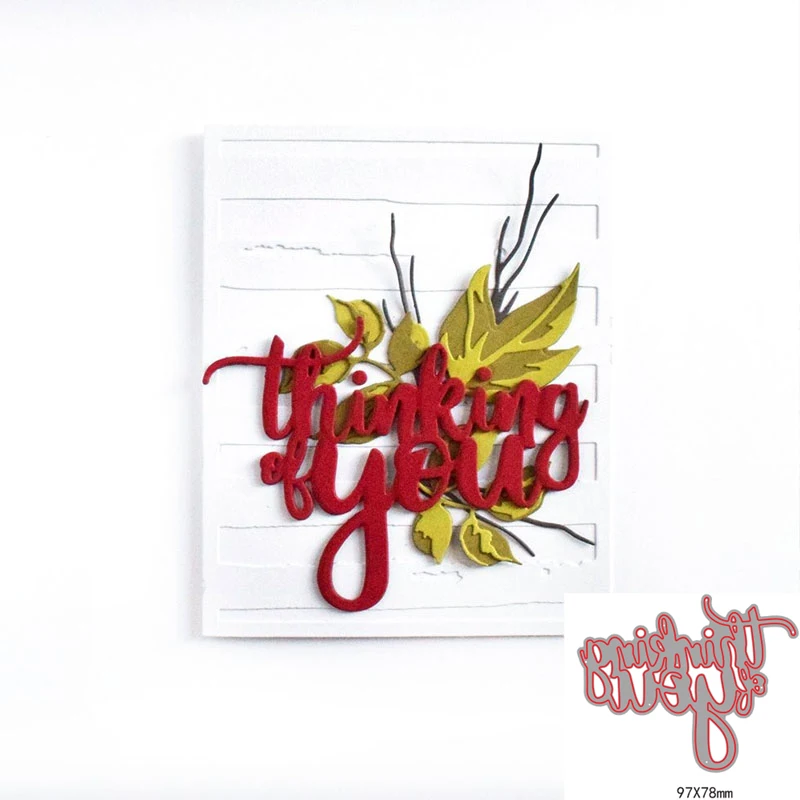 

Thinking You Words Letters Pattern Metal Cutting Dies Stencil Scrapbooking Embossing For Paper Card DIY Crafts Tools Decorative