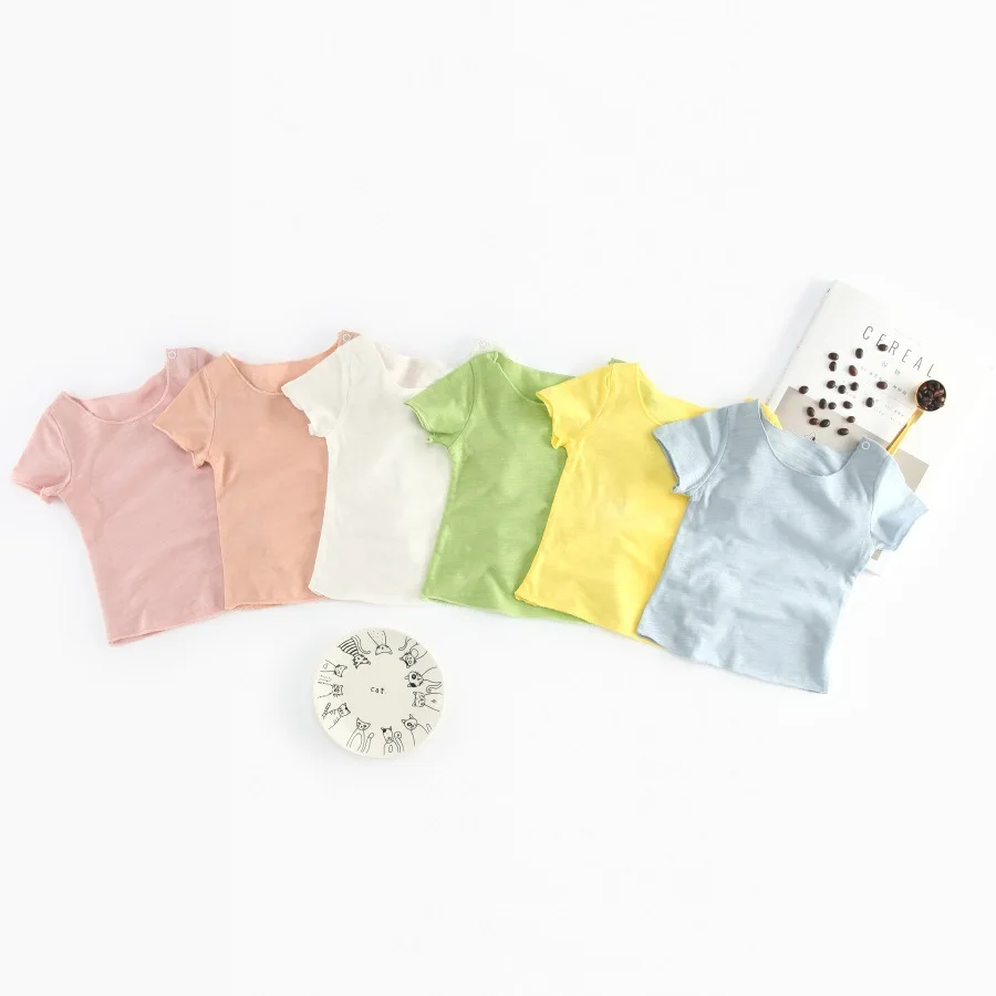 Children's T-shirt Top 2018 Brand Baby Summer T-Shirt Solid Color Clothing Boys Girls 0-2 Years | Детская одежда и обувь