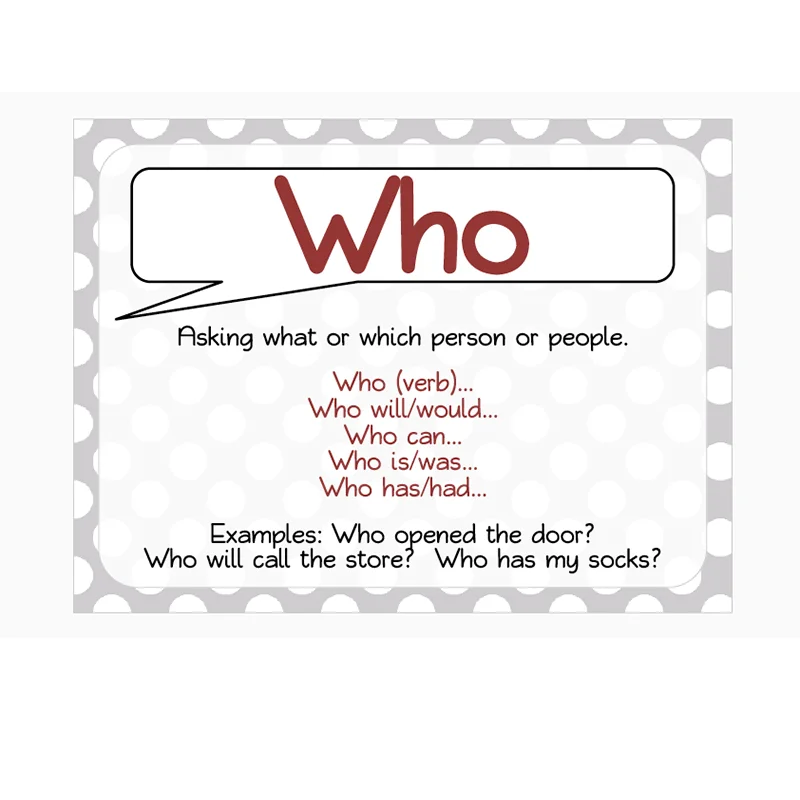 Kids English Poster Question Word Sentence Example Flash Card Pre-Kindergarten Early Education Clas - 32910539083