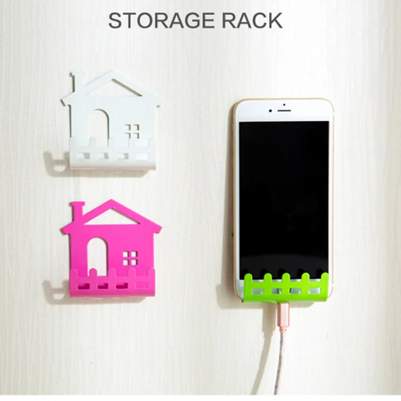 

Hot Iron Cell Mobile Phone Shelf Wall Holder Sticker Stand Adhesive Charging Storage Rack Mobile Phone Charger Organizer