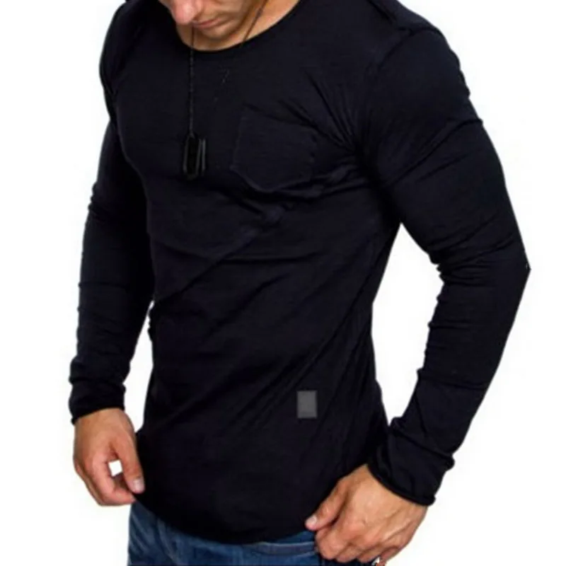 2018 New Black Running T shirt Men Autumn Long Sleeve Tank Tops Fitness ...