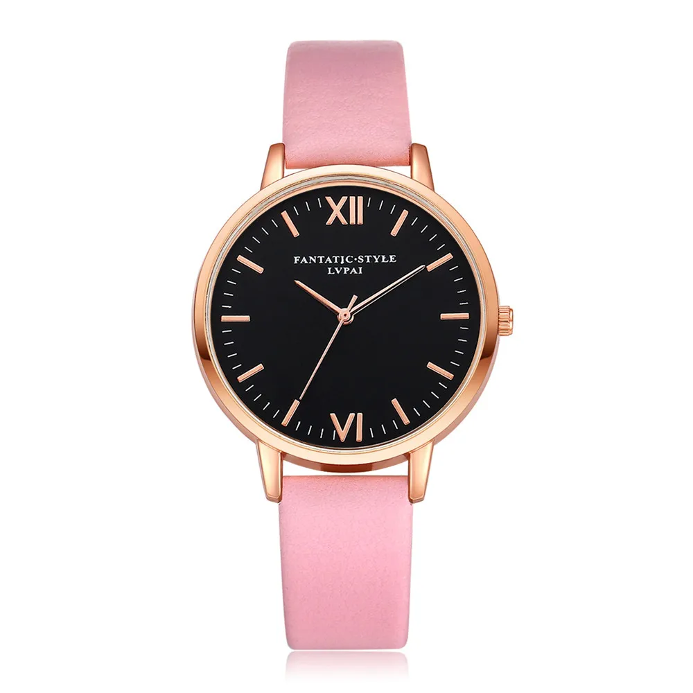 Lvpai новейший розовое золото Черный римские цифры женское платье часы брендовые Роскошные модные популярные наручные часы женские кварцевые часы - Цвет: G