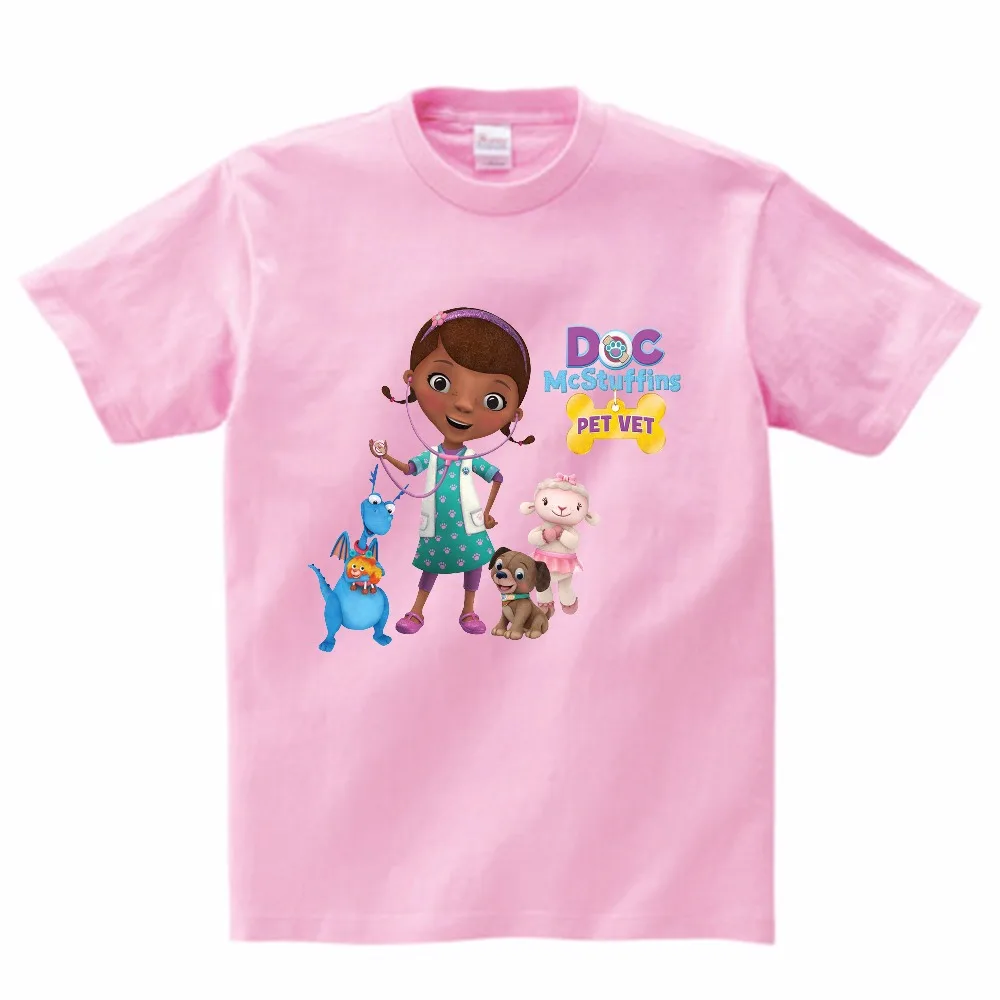 Doc mcstuffins/футболка для девочек 2, 3, 4, 5, 6, 8, 10, 12 лет, Детская летняя футболка, хлопковая Детская футболка с короткими рукавами для маленьких девочек, MJ