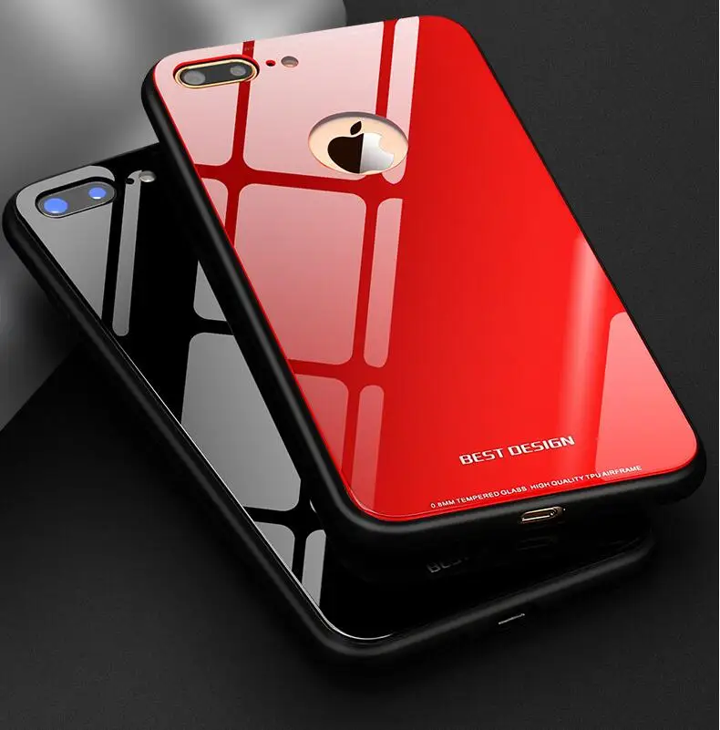 

Tuxury tempered glass phone Case for iphone X 5s 6 6S 7 8 plus cases