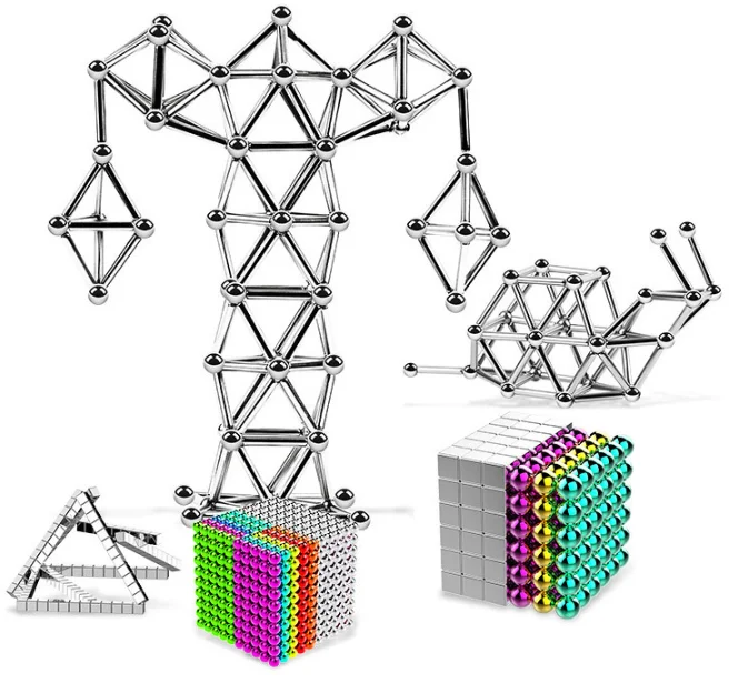 36PCS Magnetic Sticks& 27PCS Steel Balls Toy Innovative Buckyballs Metal Sticks Magnetic Constructor Toys for Building Models