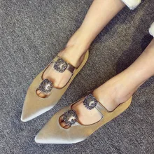 Fashion Hot font b Women b font Casual Rhinestone Pointed Toe Blue Gold Black Loafers Flat