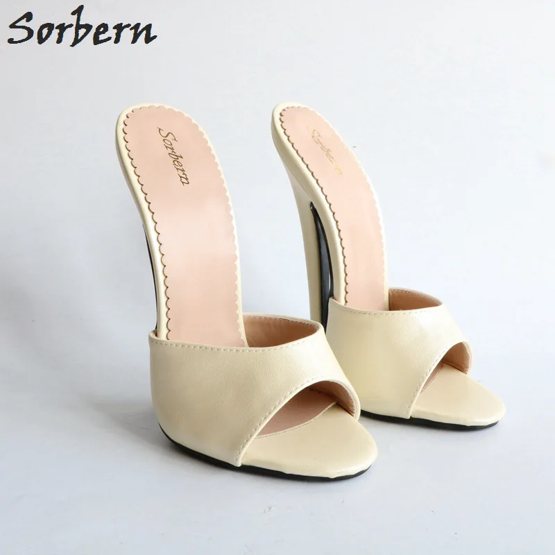 Sorbern/открытый носок 18 см; открытый носок; тапочки; женская обувь; Размер 13; Летняя обувь; Фетиш; тапочки без шнуровки; mules; пикантные; Mistress Cream Matt