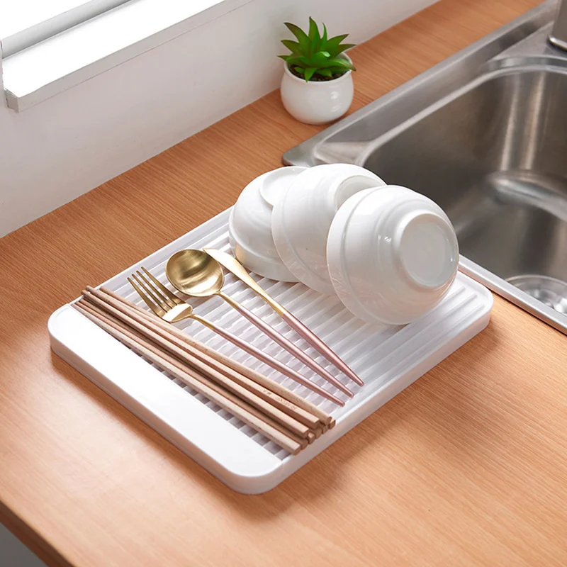 

Kitchen Drain Storage Panel Drain Tray Kitchen Tool Simple Fashion Diatom Mud Draining Board Mat Concave and Convex Design