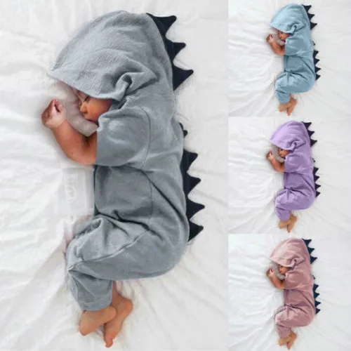 3D динозавров Ползунки для новорожденных для маленьких мальчиков девочек комбинезоны наряды Размеры 0-18 м