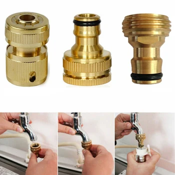 

16mm Threaded Brass Hose Garden Water Pipe Adaptor Quick Tap Watering Connector Equipment 5 Types for Water Irrigation System