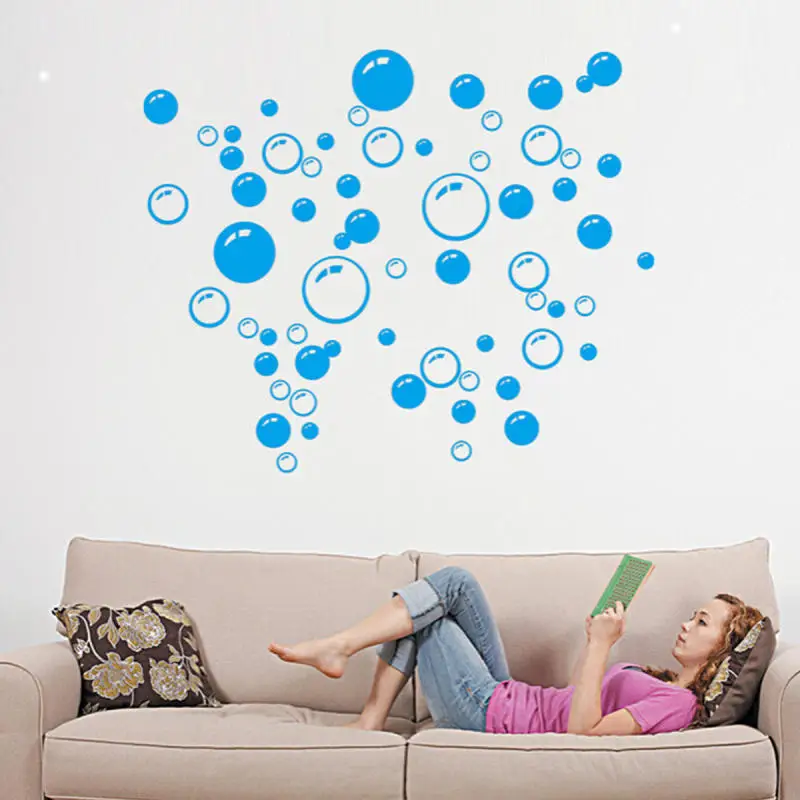 2 Sheets Removable Waterproof Bubbles Pattern Wall Sticker Art Bathroom Shower Tile Window Door Decal DIY