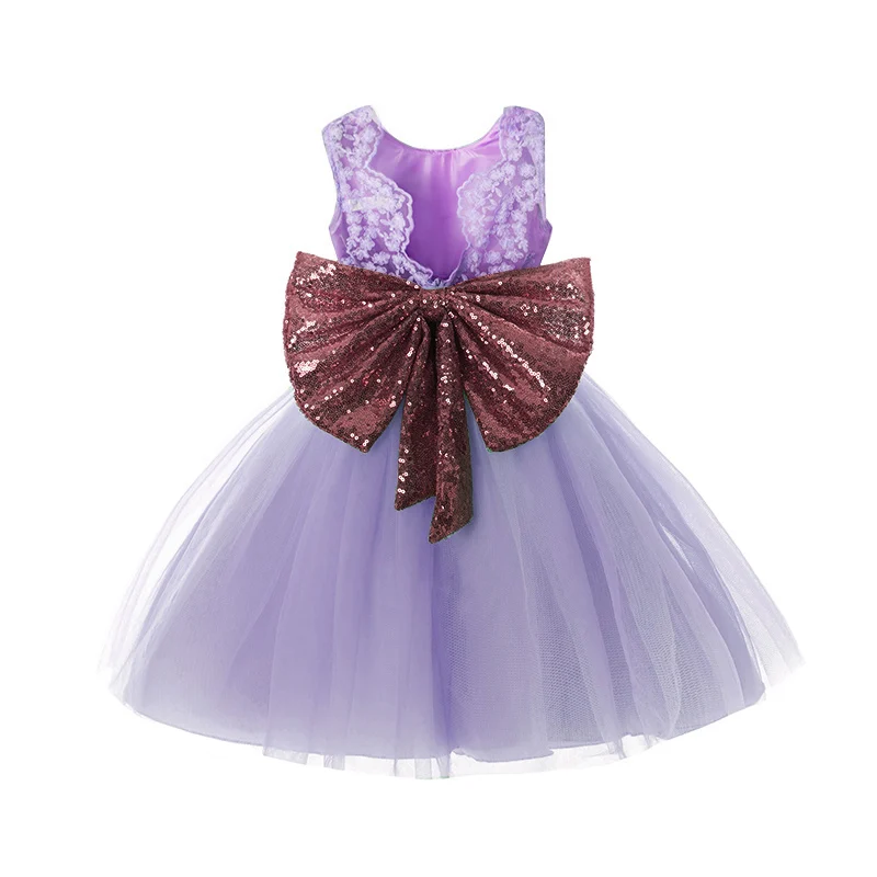 Платье для маленьких девочек на свадьбу; летнее платье принцессы для малышей; Одежда для девочек на 1 день рождения; праздничный костюм; одежда для крещения и свадьбы для девочек - Цвет: purple