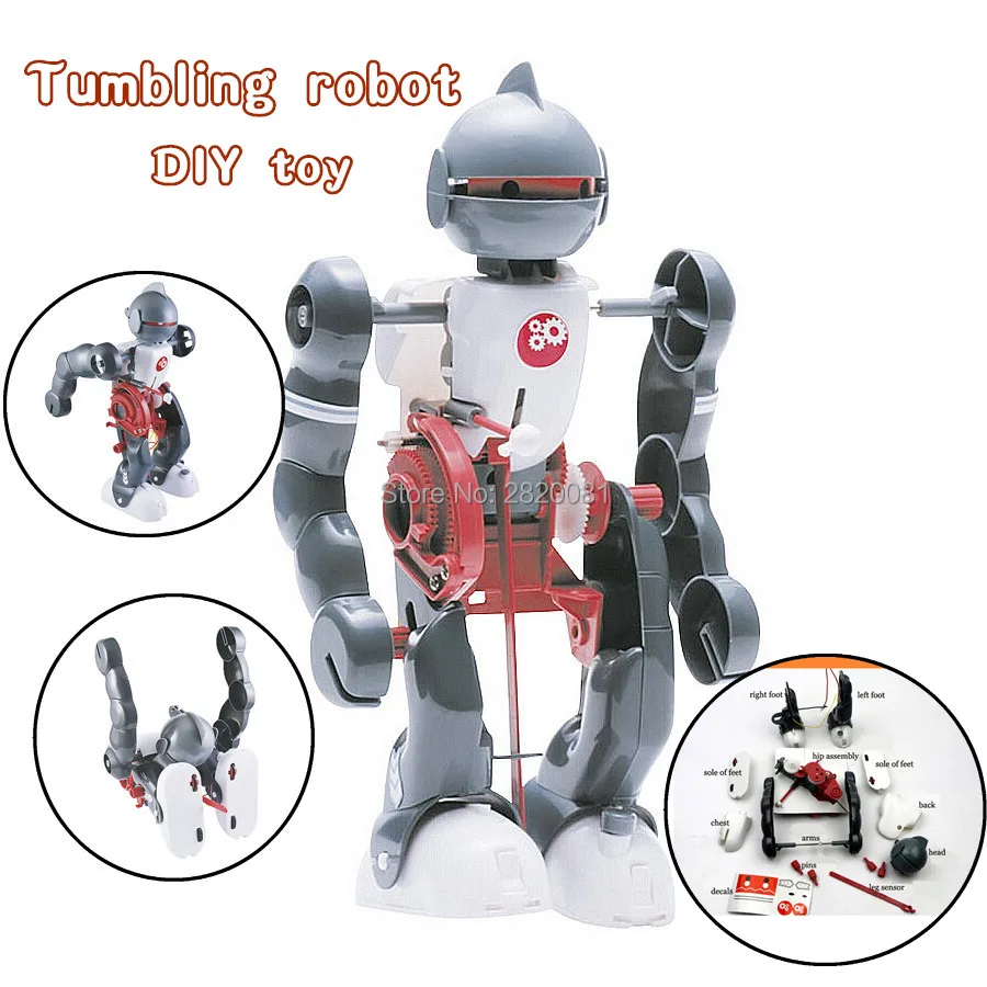 

DIY tumbling robot electric experiment toys,children's game&learn educational assembled building robot model science kit