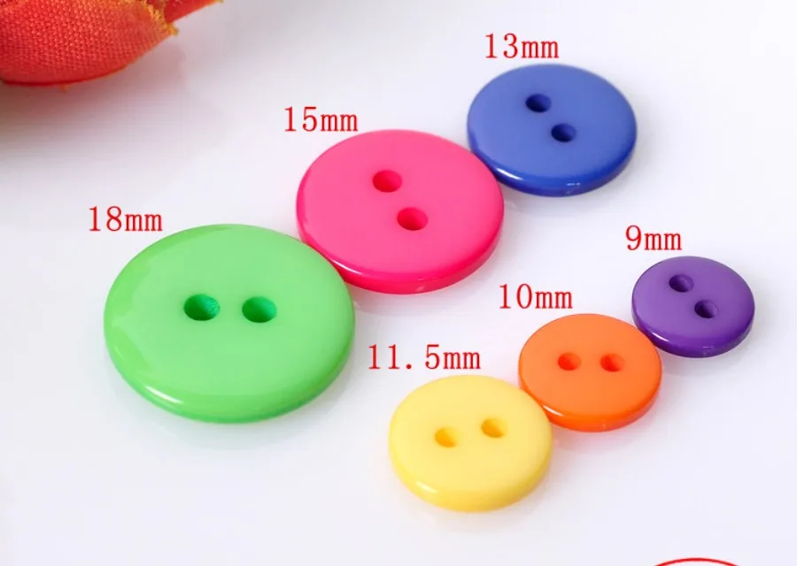 100pcs Mixed 2 hole Resin buttons Round Sewing Decor 5mm