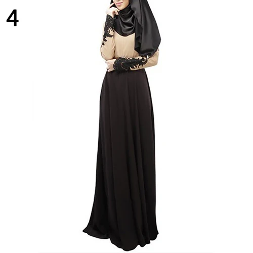 Women Abaya Koran Muslim Kaftan Hijab Burqa Lace Long Sleeve...