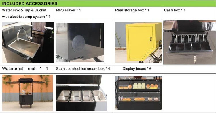 commercial fruit vending cargo trike pedal food bike fast food snack tricycle for sale