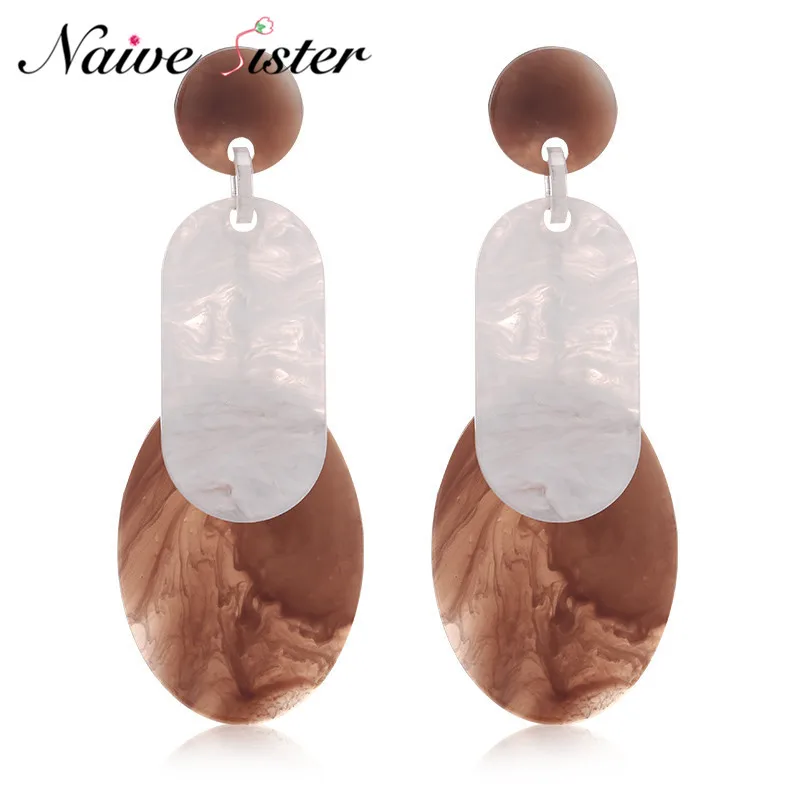 

Long Resin Brincos Earings Fashion Tortoiseshell Oval Texture Earrings For Women Elegant Design Boho Jewelry Geometric Shape