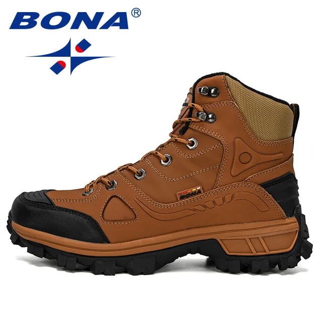 BONA New Designers Genuine Leather Hiking Shoes Men Winter Outdoor Mens Sport  ShoesTrekking Mountain Athletic Shoes Man 4