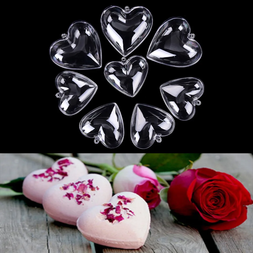 

2 PCS/1 Set Heart Shape Diy Clear Plastic Bath Bomb Mould Acrylic Mold 65/80mm