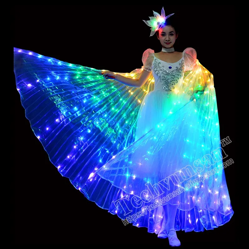 

LED butterfly dance Luminescent Cloak Seven color dancing wings Stage suit Performance clothes Dancers fluorescence Belly Dance