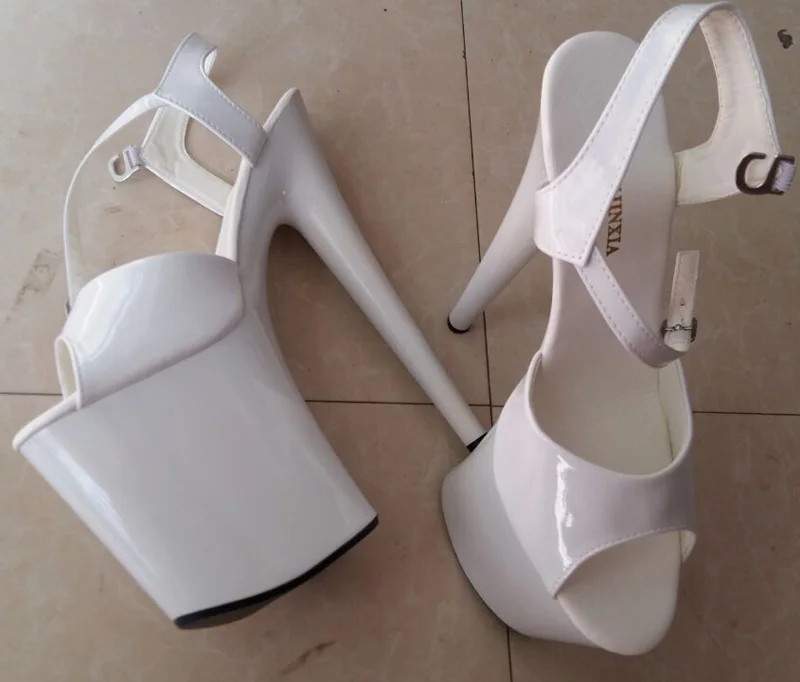 LAIJIANJINXIA/Новые белые пикантные туфли для танцев на шесте туфли на высоком каблуке 20 см Босоножки на платформе и тонком каблуке 10 см модельная танцевальная обувь E-057