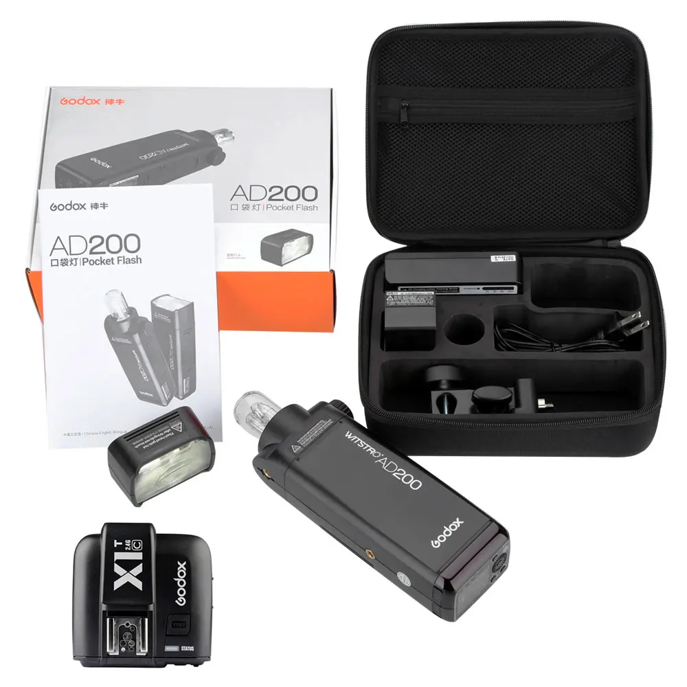Godox AD200 200Ws 2,4G ttl стробоскоп 1/8000 HSS беспроводной монолайт с батареей 2900mAh Lithimu - Цвет: AD200 add X1T-C
