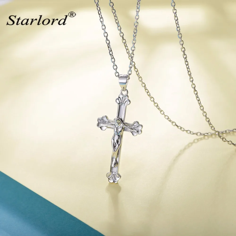 Jewels Obsession Silver Cross Necklace Rhodium-plated 925 Silver Budded Glory Cross Pendant with 18 Necklace 