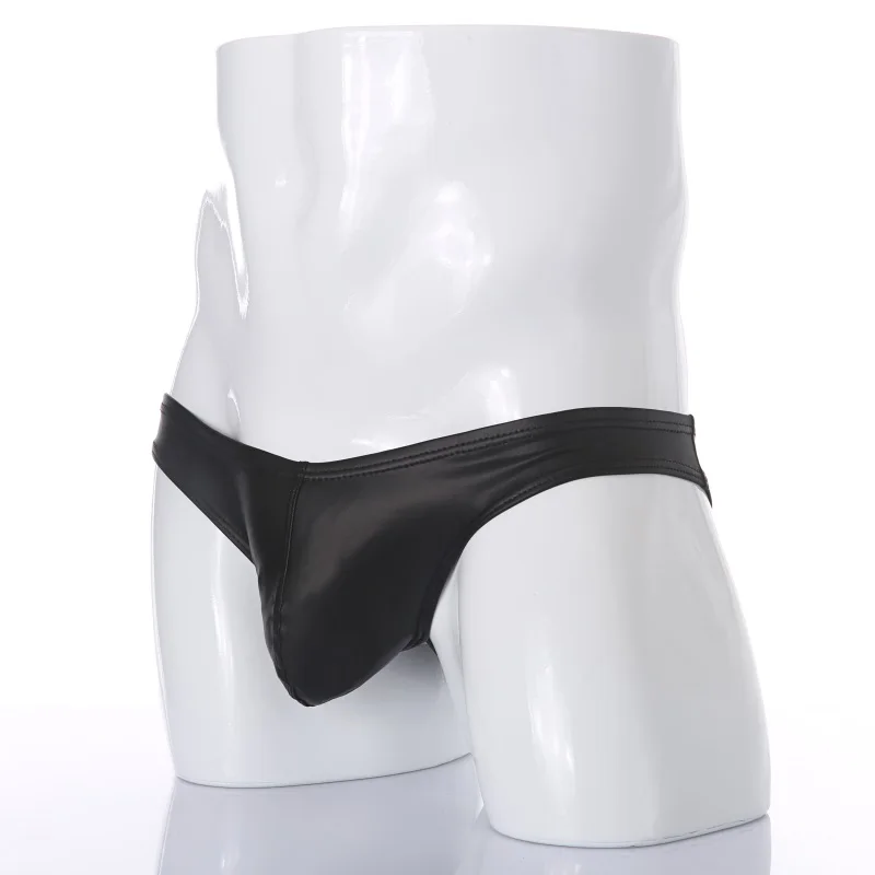 

Men's Sexy Low-rise Imitation Leather Wet-Look Pouch Bulge Briefs Shorts Underwear Underpants Shorts Bottoms