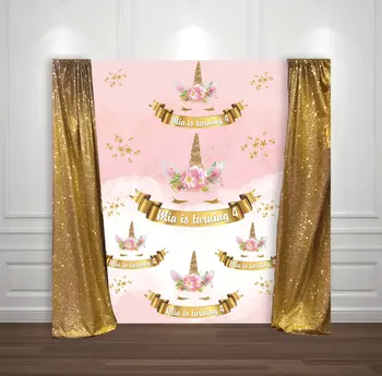 

custom Unicorn Rainbow Baby Shower 1st birthday flower leaves backdrops High quality Computer print party background