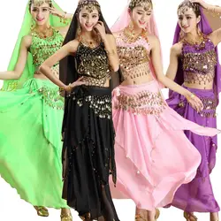 Новые 3 шт набор женский живота Танцы Костюмы Болливуд Индийский платье партия живота Танцы платье Для женщин Этап одежда Костюмы для танца