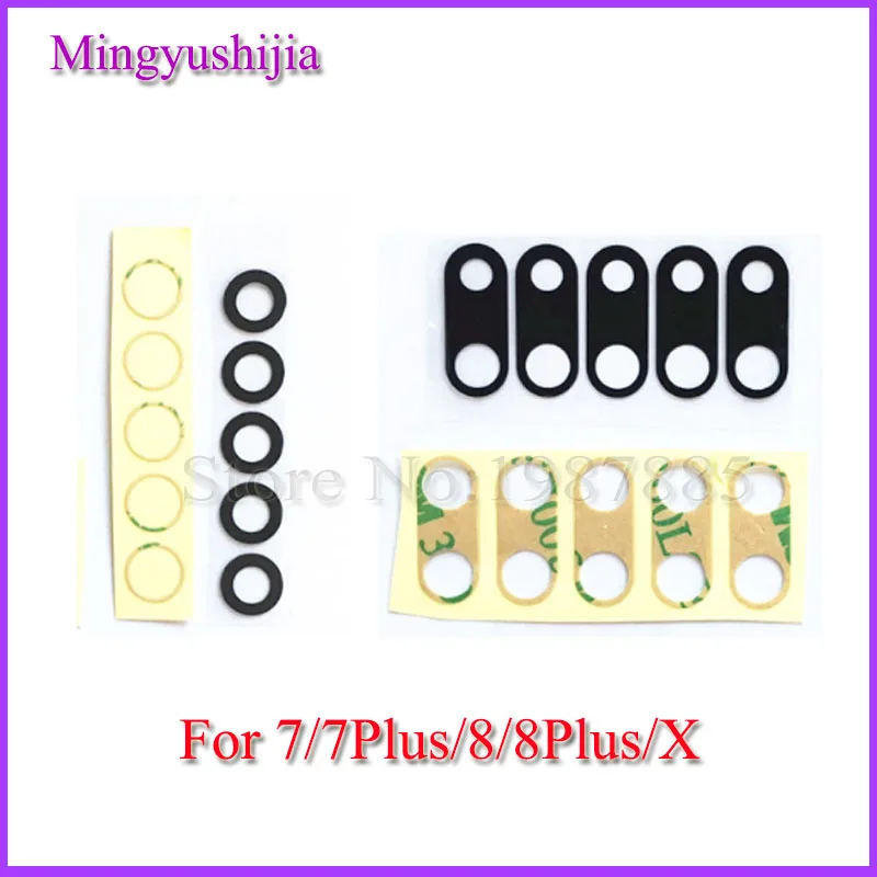 

50sets/lot Back Camera Glass Lens for iPhone 7 7G 8 Plus X Rear Cam Cover Ring + 3M Sticker Adhesive Replacement Parts