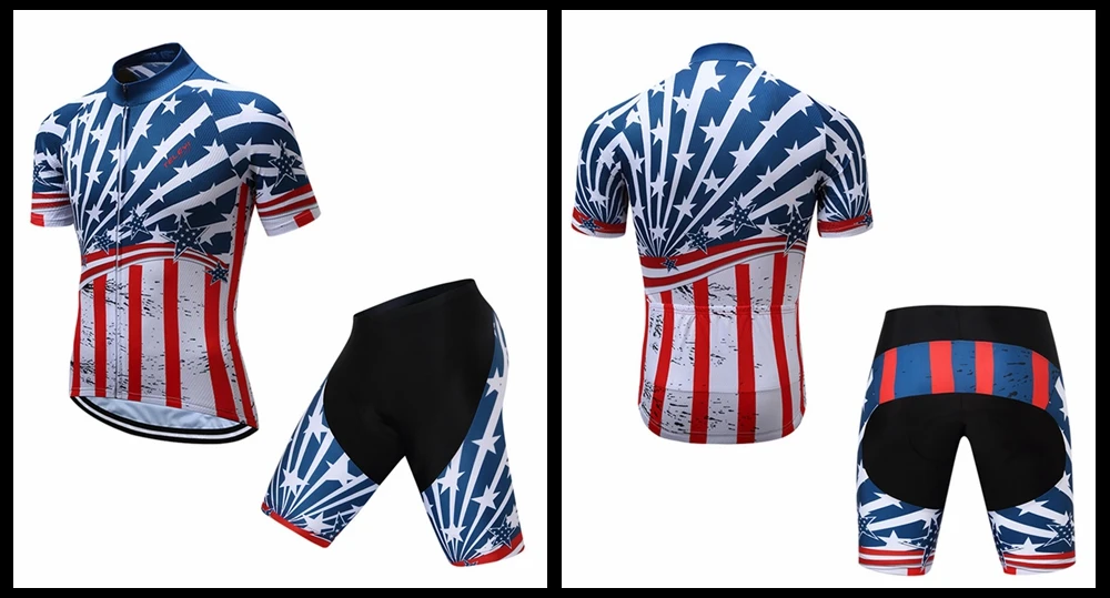 Teleyi Лето велосипедная Одежда Человек Pro команда США Велоспорт Джерси Набор гоночный Спорт велосипедный одежда с коротким рукавом MTB