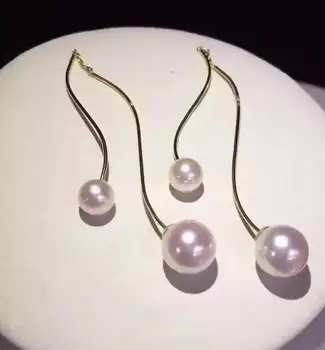 

>>>>18K 7-8mm 9-10 MM natural tahitian akoya Pearls earrings