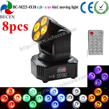 

LED Stage Light 8pcs Led Mini Moving Head Wash Light Rgbwa Uv 6in1 Professional Stage & DJ Led Beam Stage DJ Lighting Effect