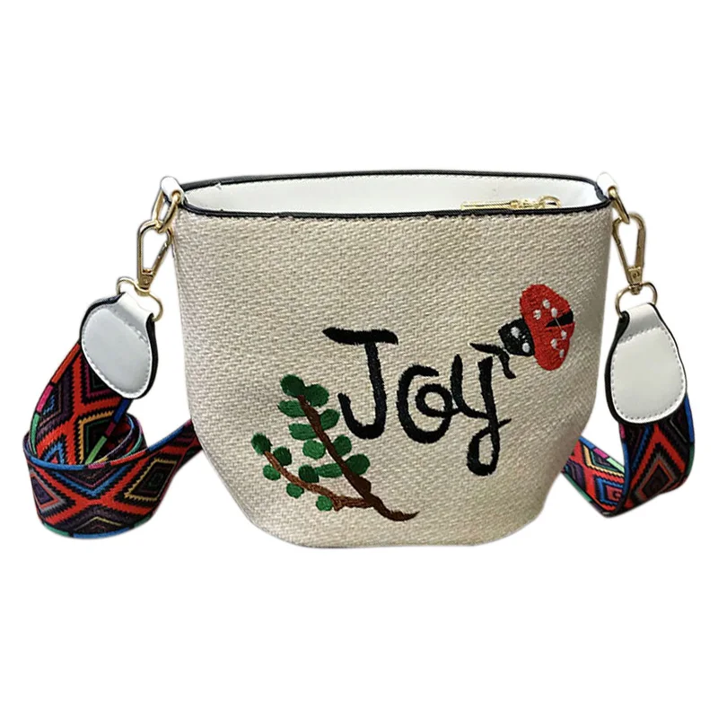 

DCOS Embroidery Straw Bag Hand Weave Small Bags Summer Crossbody Mini Bags Cute Shoulder Bags for Women