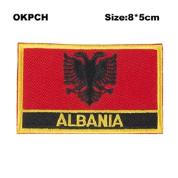 Albania железо на флаге патчи пилы на значки, патчи для одежды PT0001-3 - Цвет: PT0001-R